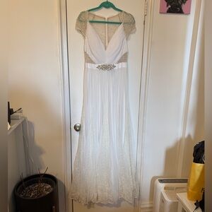 Adrianna Papell Ivory Shirred Stretch Tulle Gown